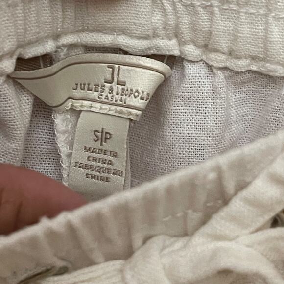 Jules & Leopold Casual Linen Button bottom Capri Size S/P - Picture 3 of 5